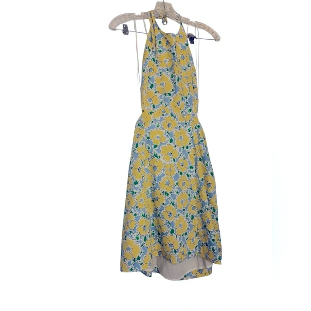 Zara Floral Yellow and Gray Halter Dress - Picture 1 of 2